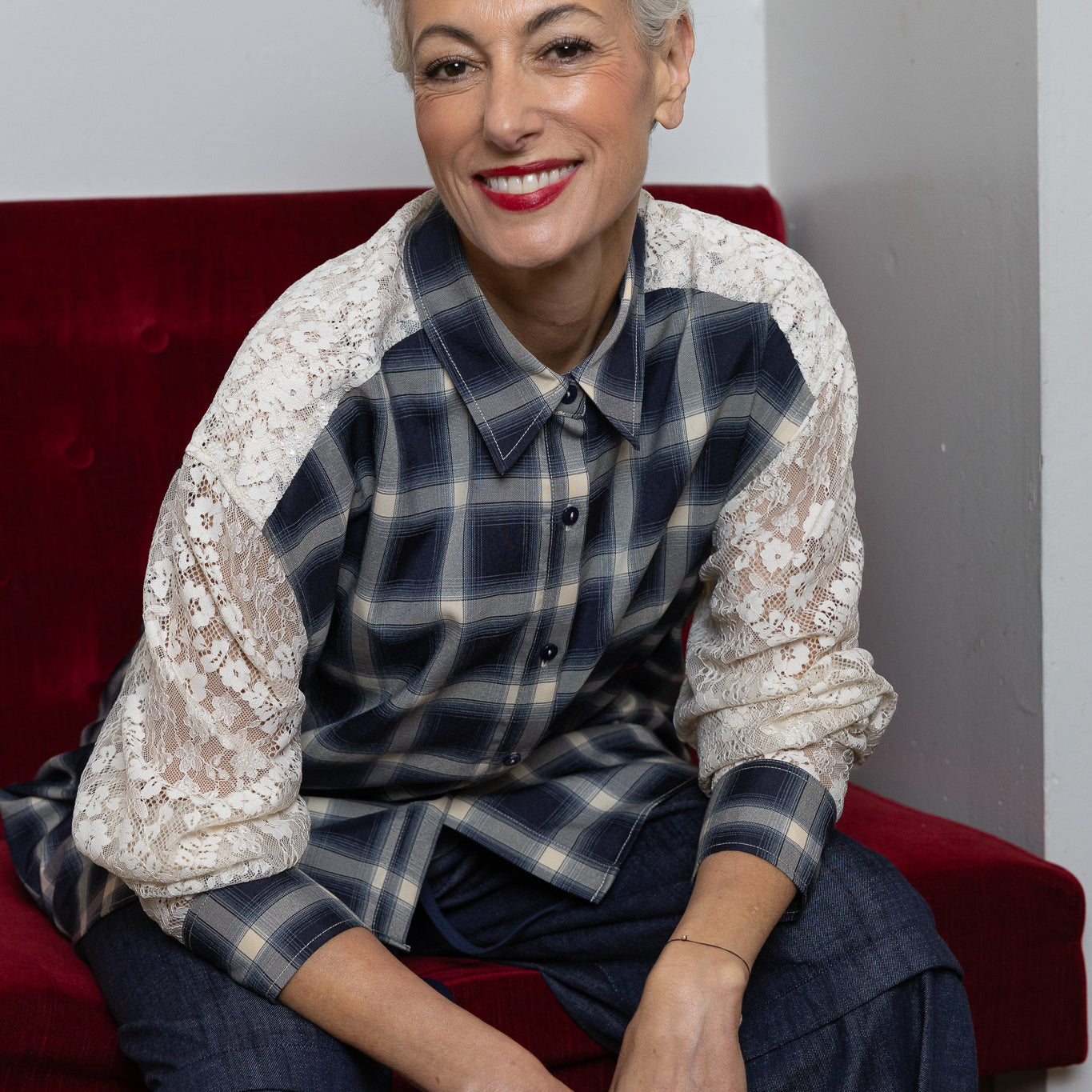 M.A. Dainty Cupido Plaid Lace Shirt
