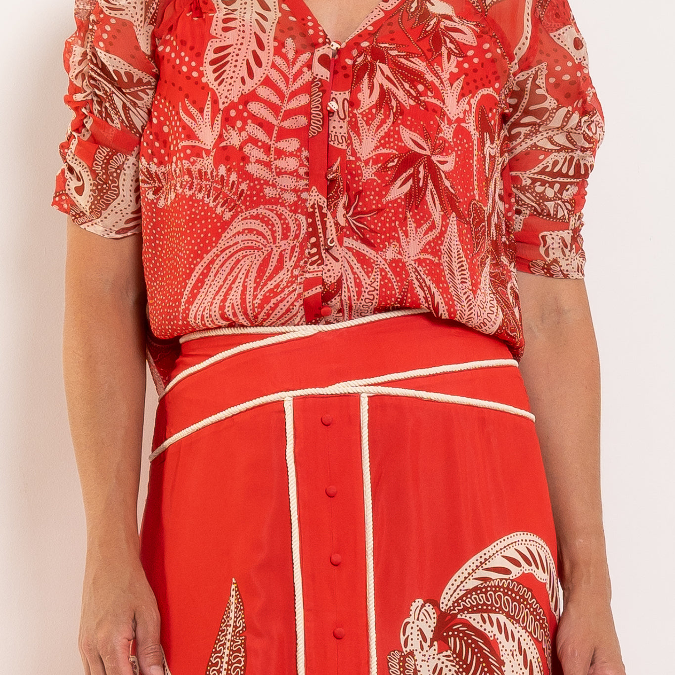 Once Was Lunette Ruched Sleeve Blouse