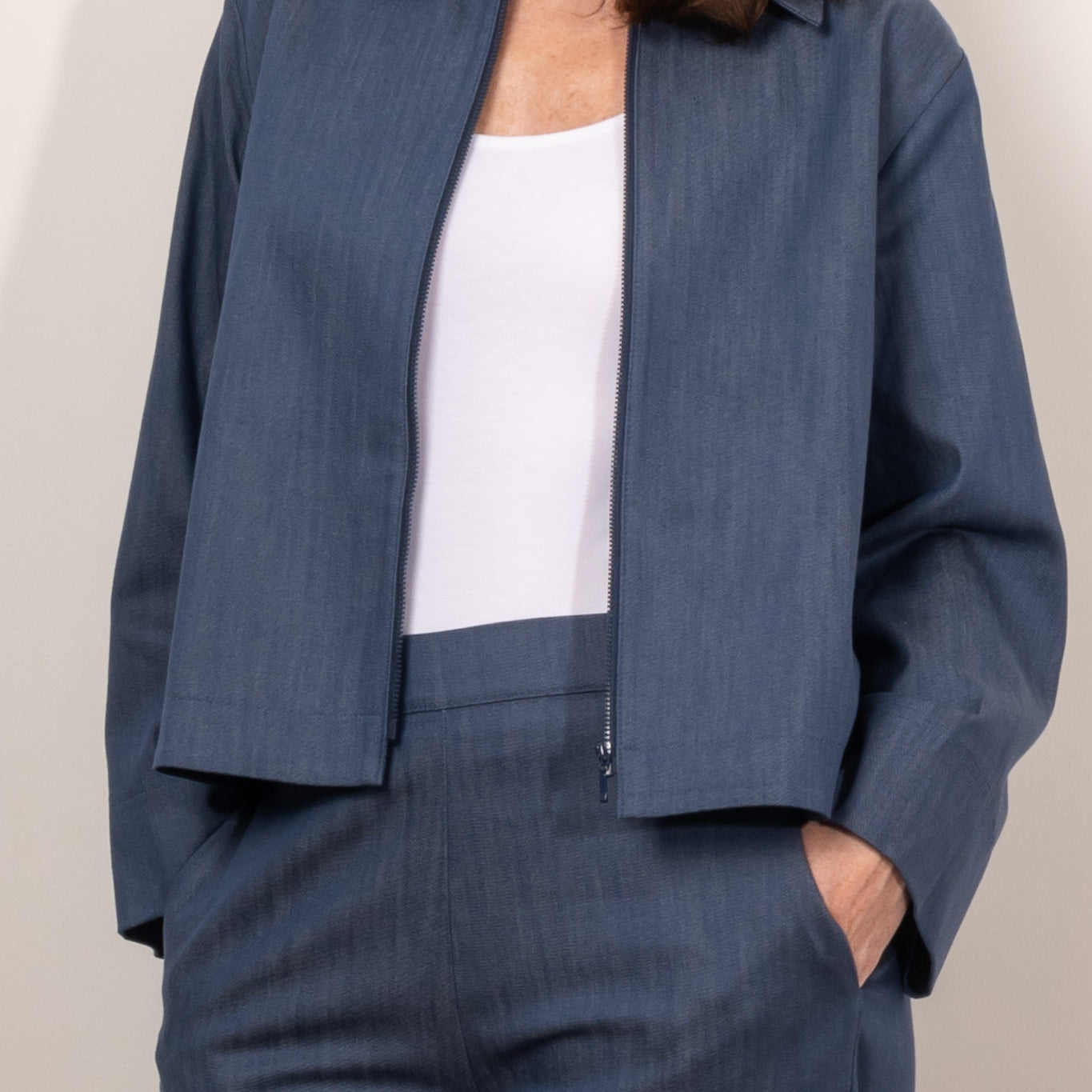 Mela Purdie Zip Bomber Soft Stretch Denim