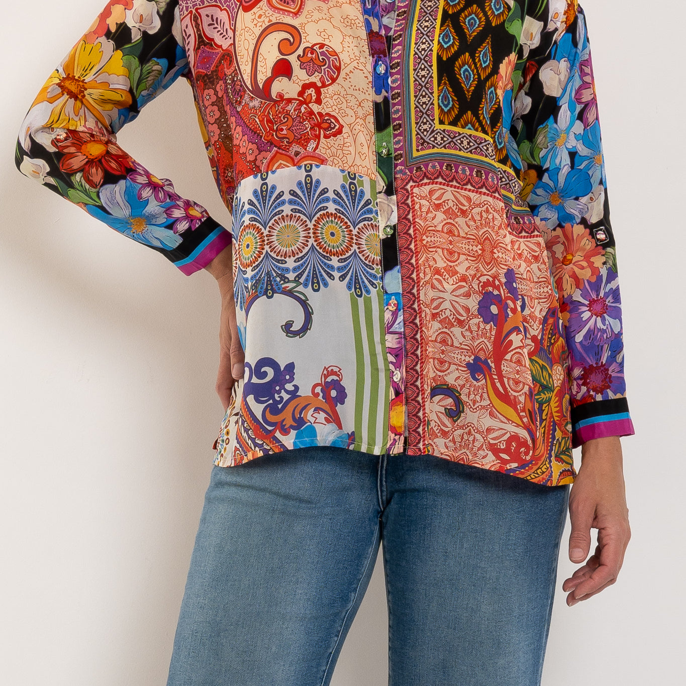 Johnny Was Audrey Shirt Magnolia Patchwork