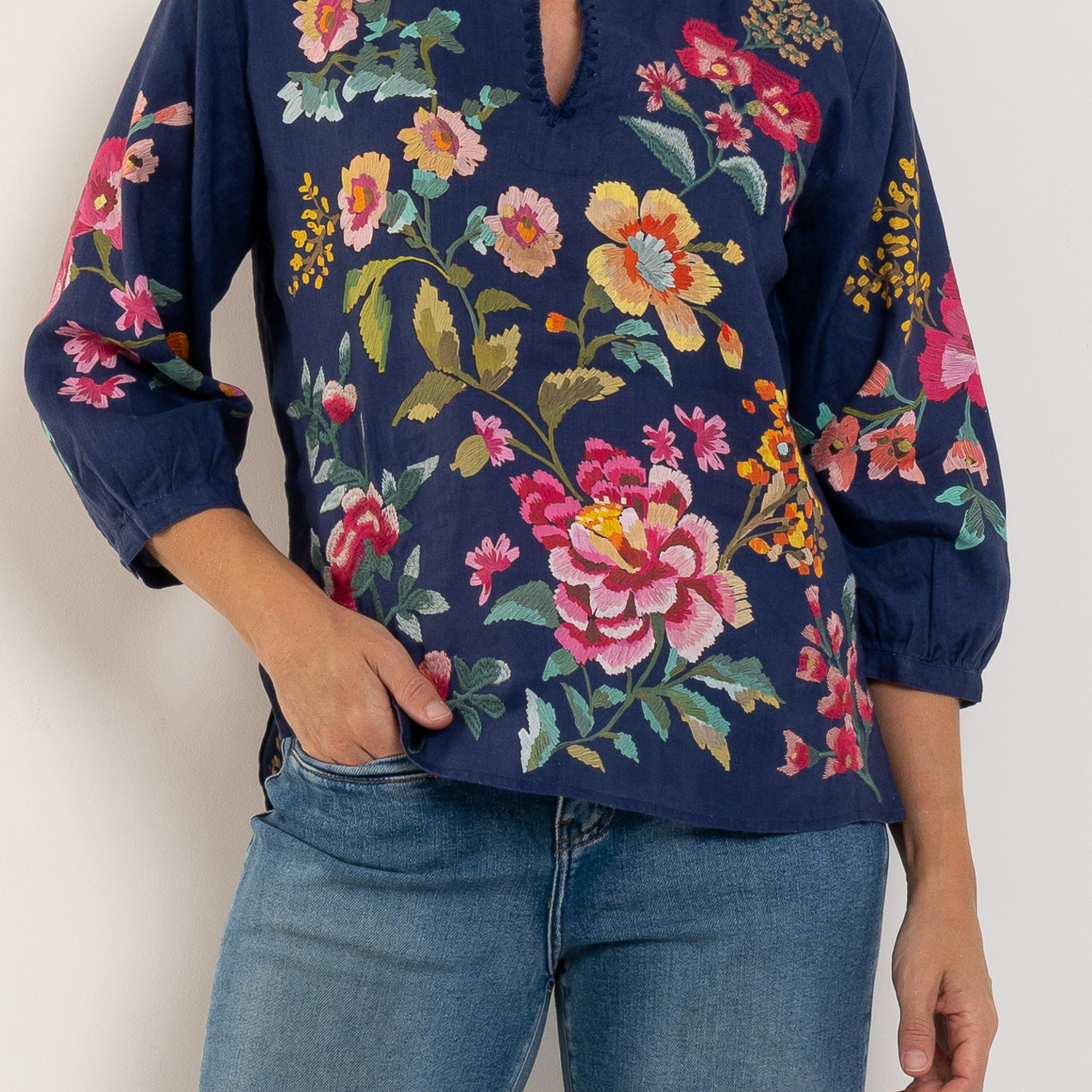 Johnny Was Split Neck Blouse Miraze