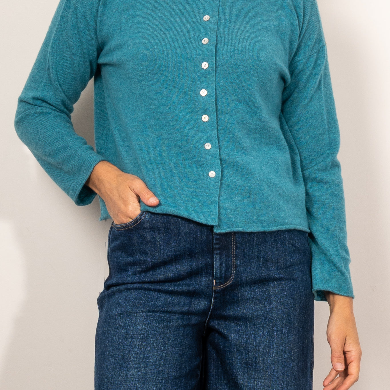 Mia Fratino Cashmere Reverse Button Cardi