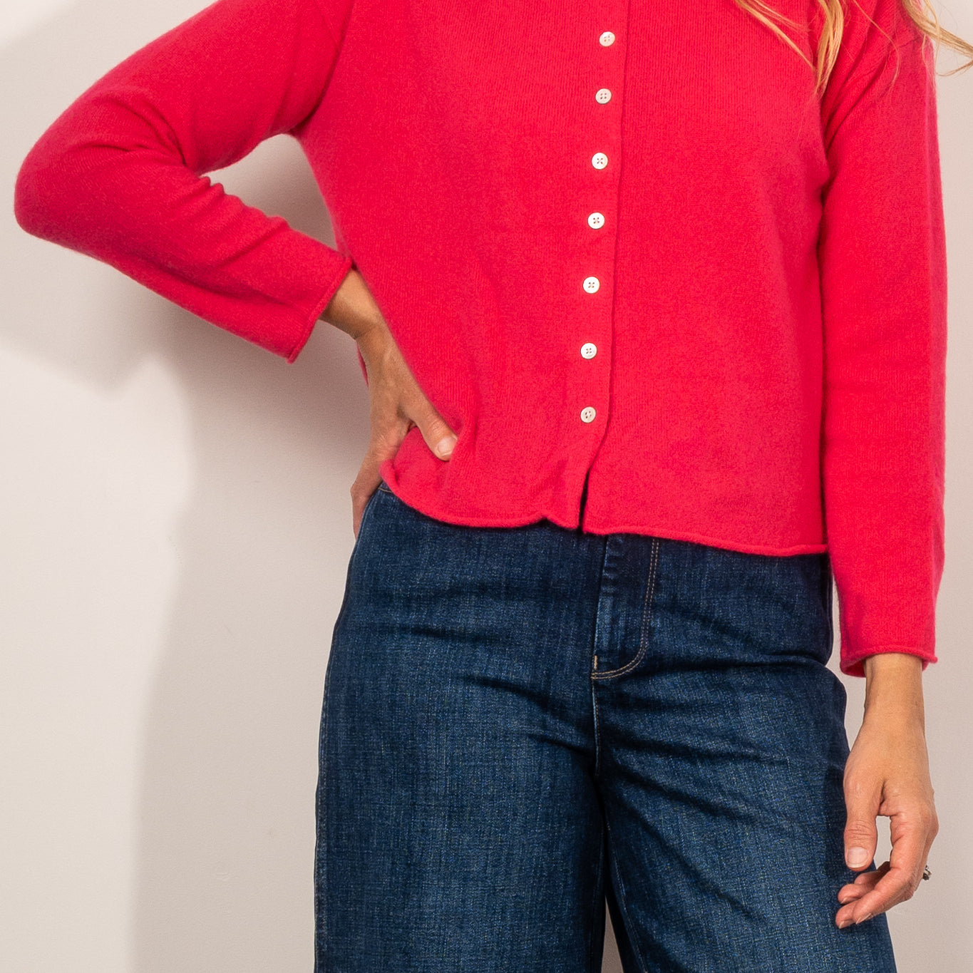 Mia Fratino Cashmere Reverse Button Cardi