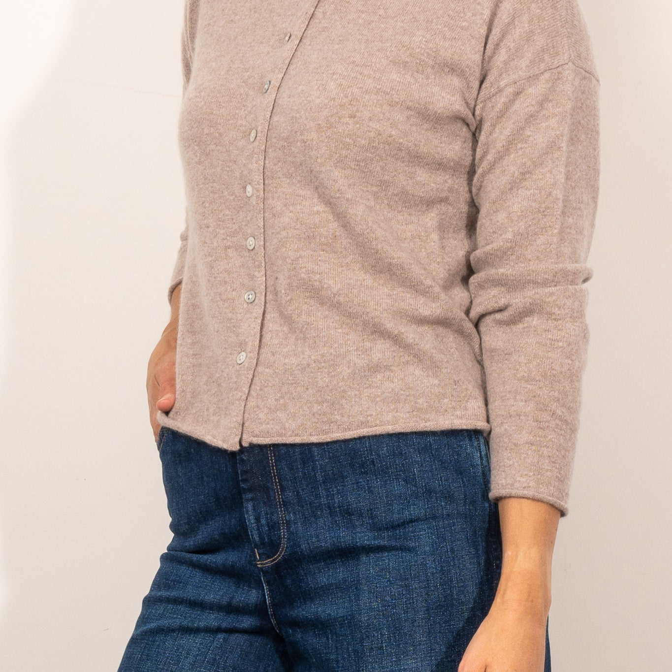 Mia Fratino Cashmere Reverse Button Cardi