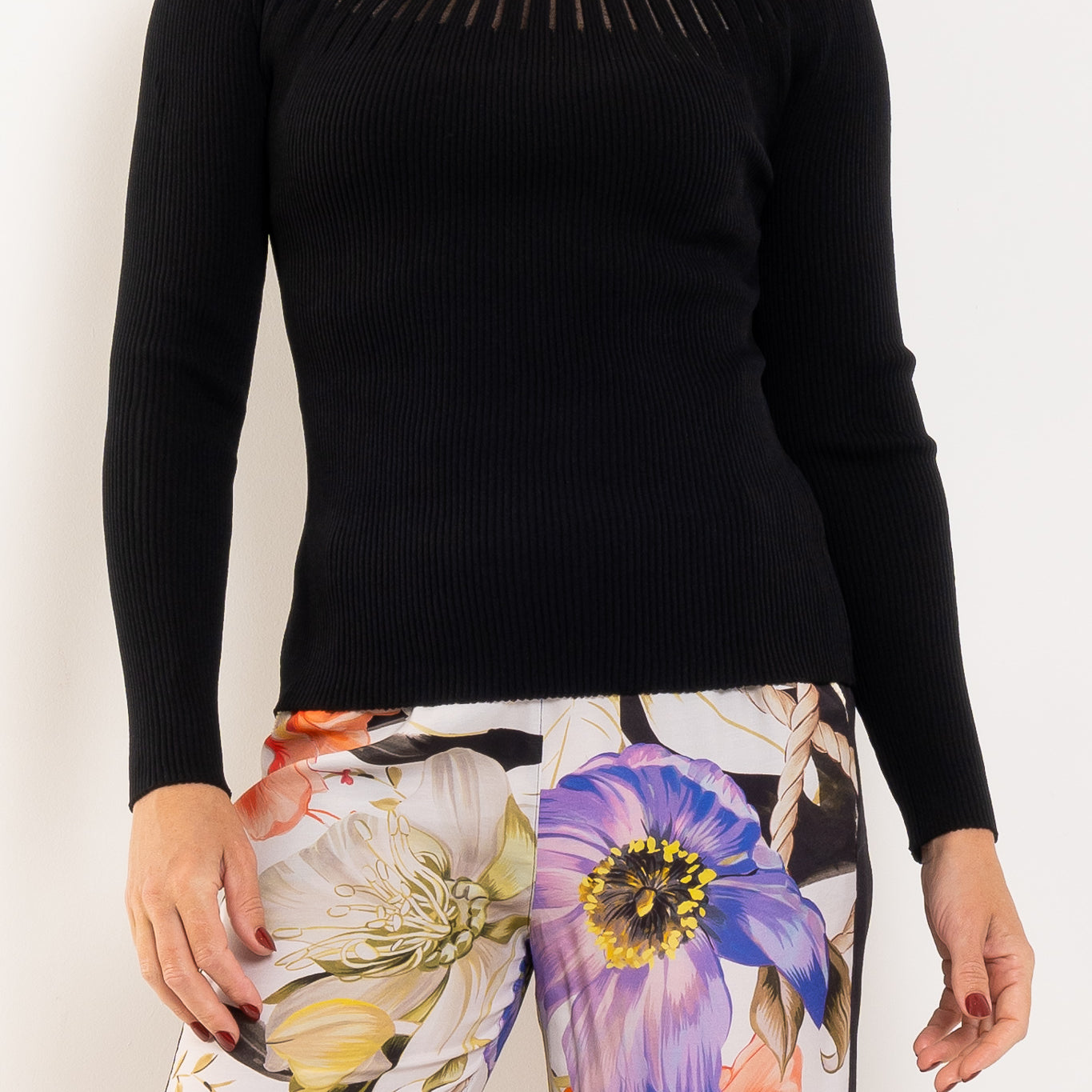 Once Was Rhiannon Sheer Neckline Knit Top