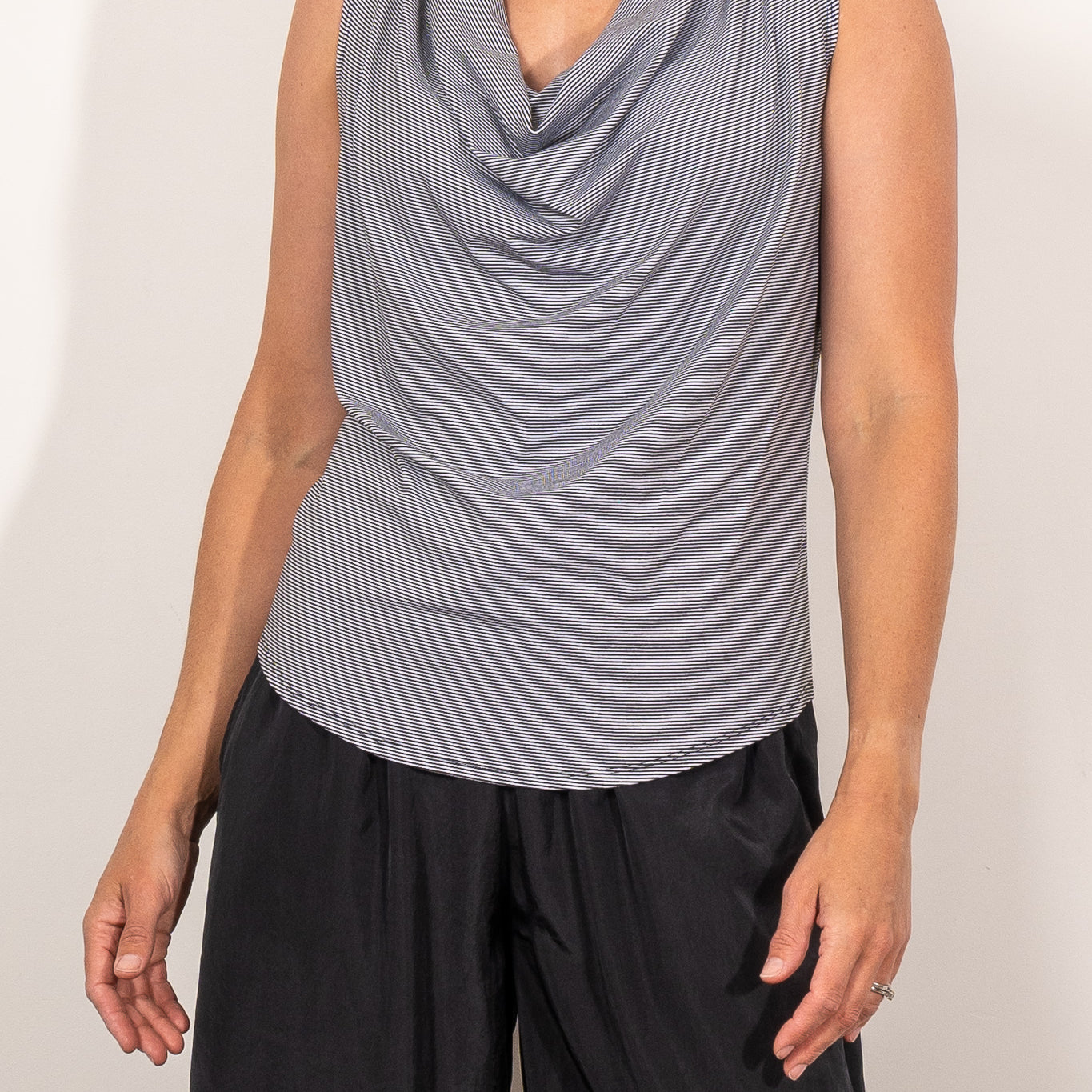 Mela Purdie Drape Shell Caviar Stripe Jersey