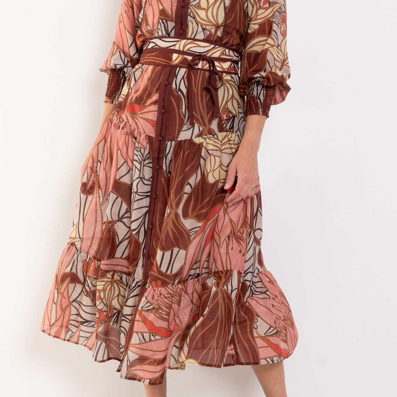 Once Was Liliana Silk Cathedral Botanic Maxi Dress