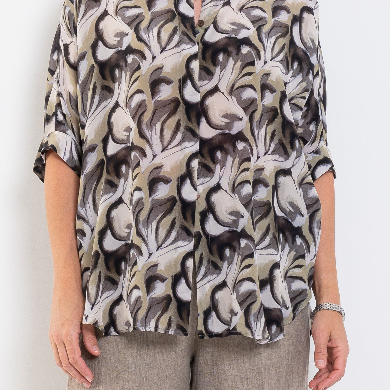 Mela Purdie Villa Overshirt Bayleaf Print Silk