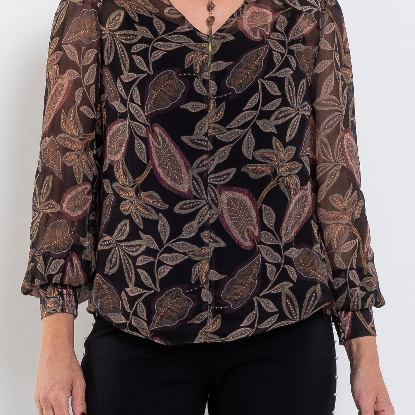 Once Was Freya Embellished Dark Tropique Blouse