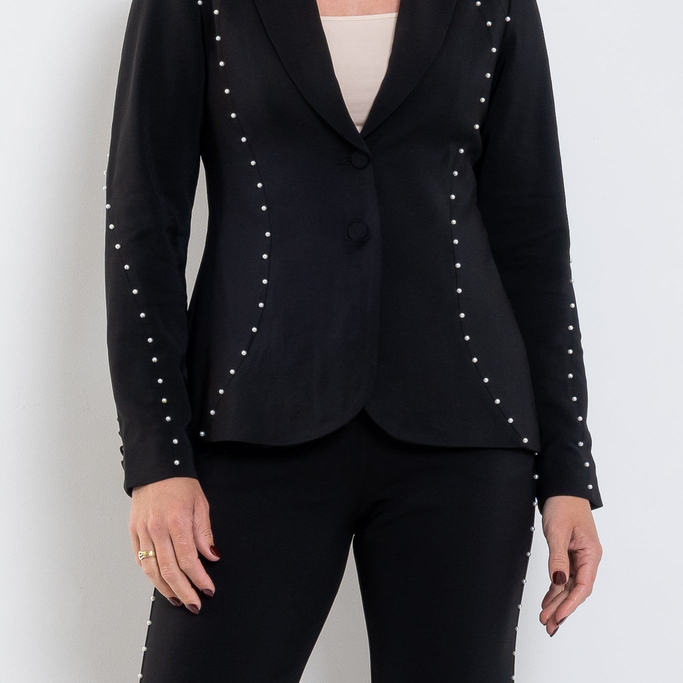 Once Was Marcela Pearl Embellished Viscose Stretch Blazer