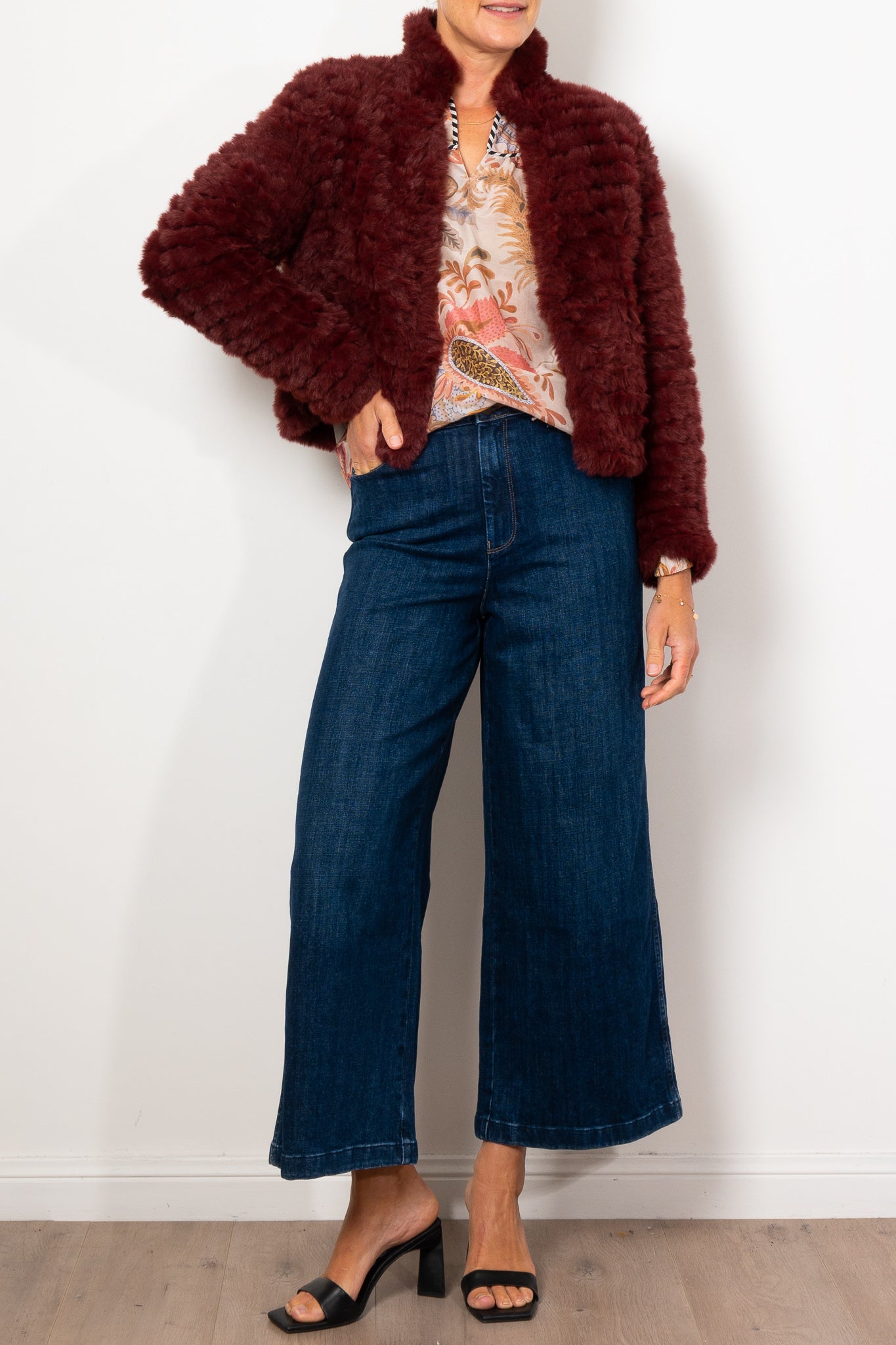 Once Was Altair Faux Fur Knitted Bomber