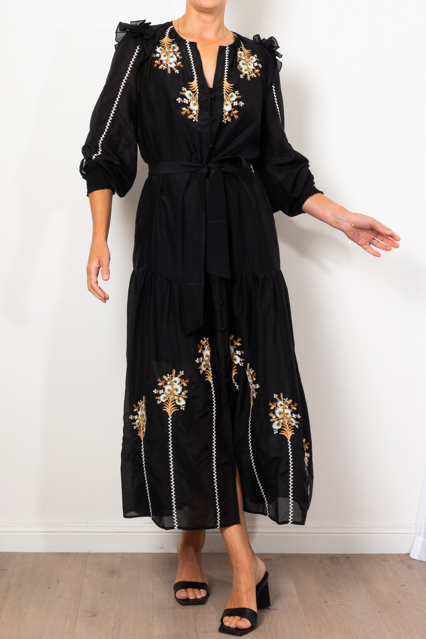 Once Was Embroidered Cotton Silk Maxi Dress
