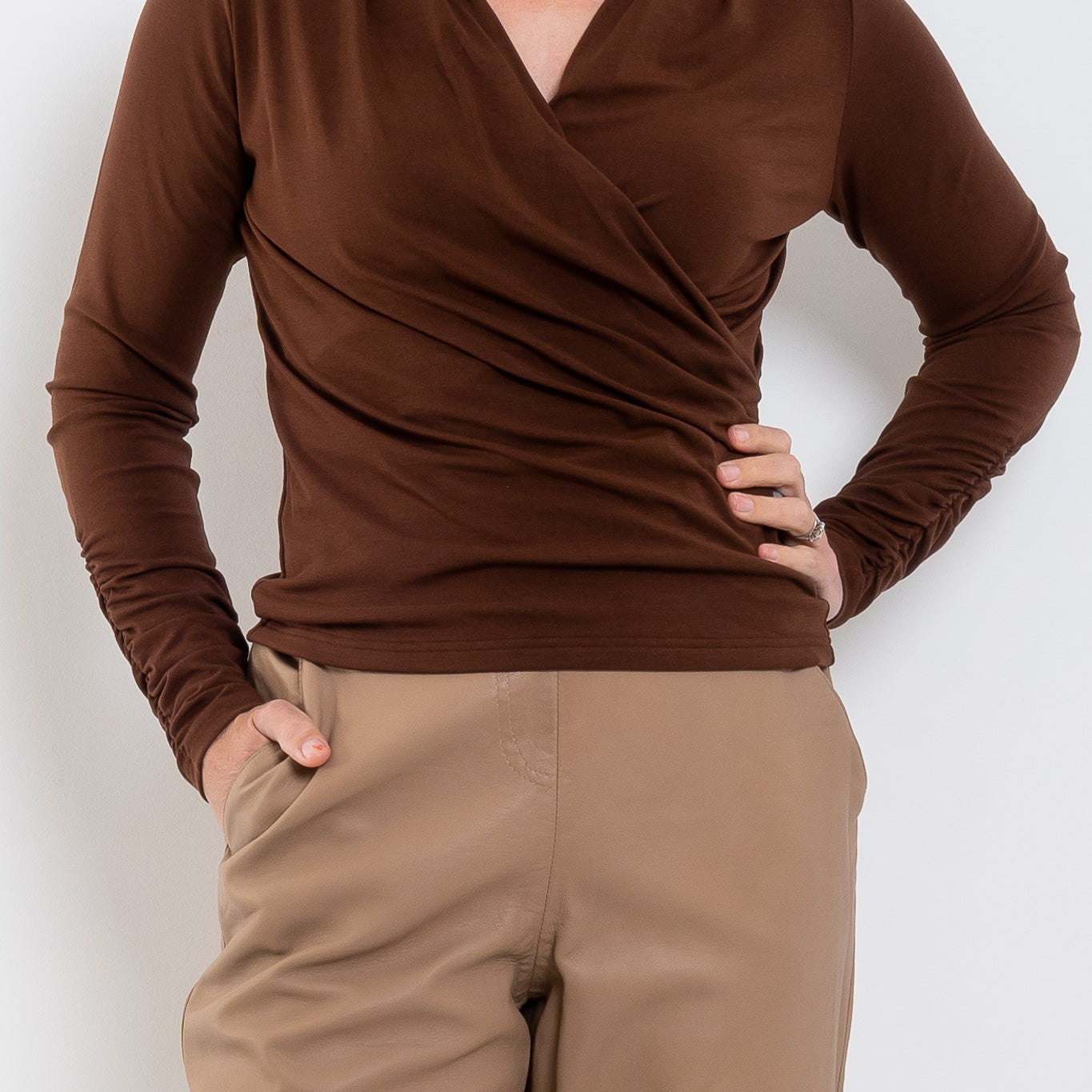Once Was Aster Stretch Wrap Top