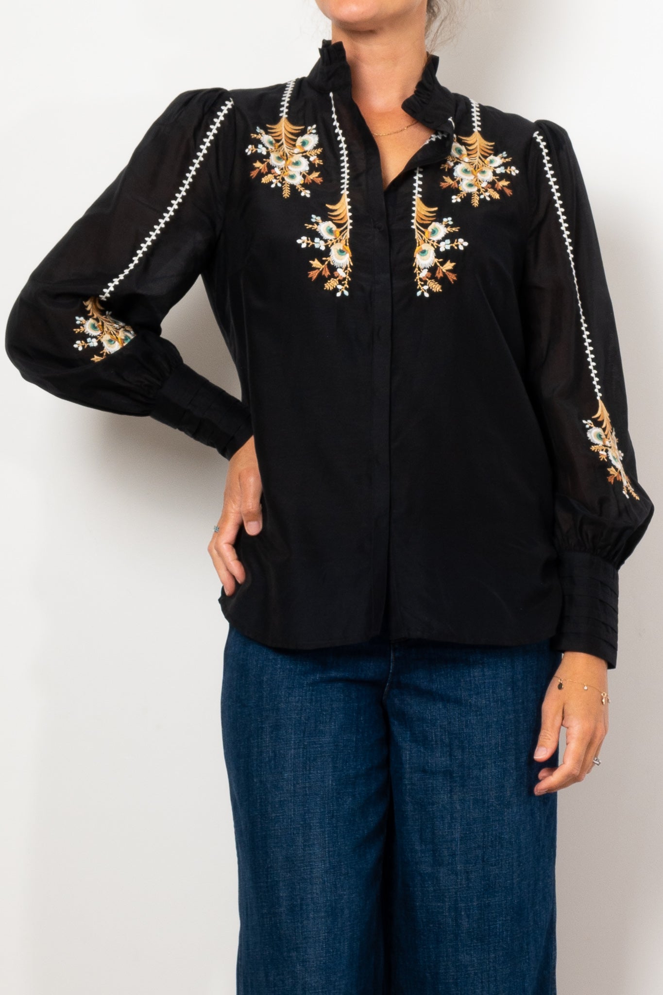 Once Was Florence Cotton Silk Embroidered Shirt