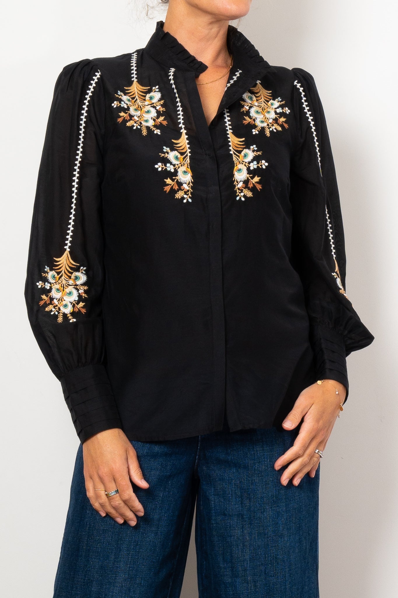 Once Was Florence Cotton Silk Embroidered Shirt