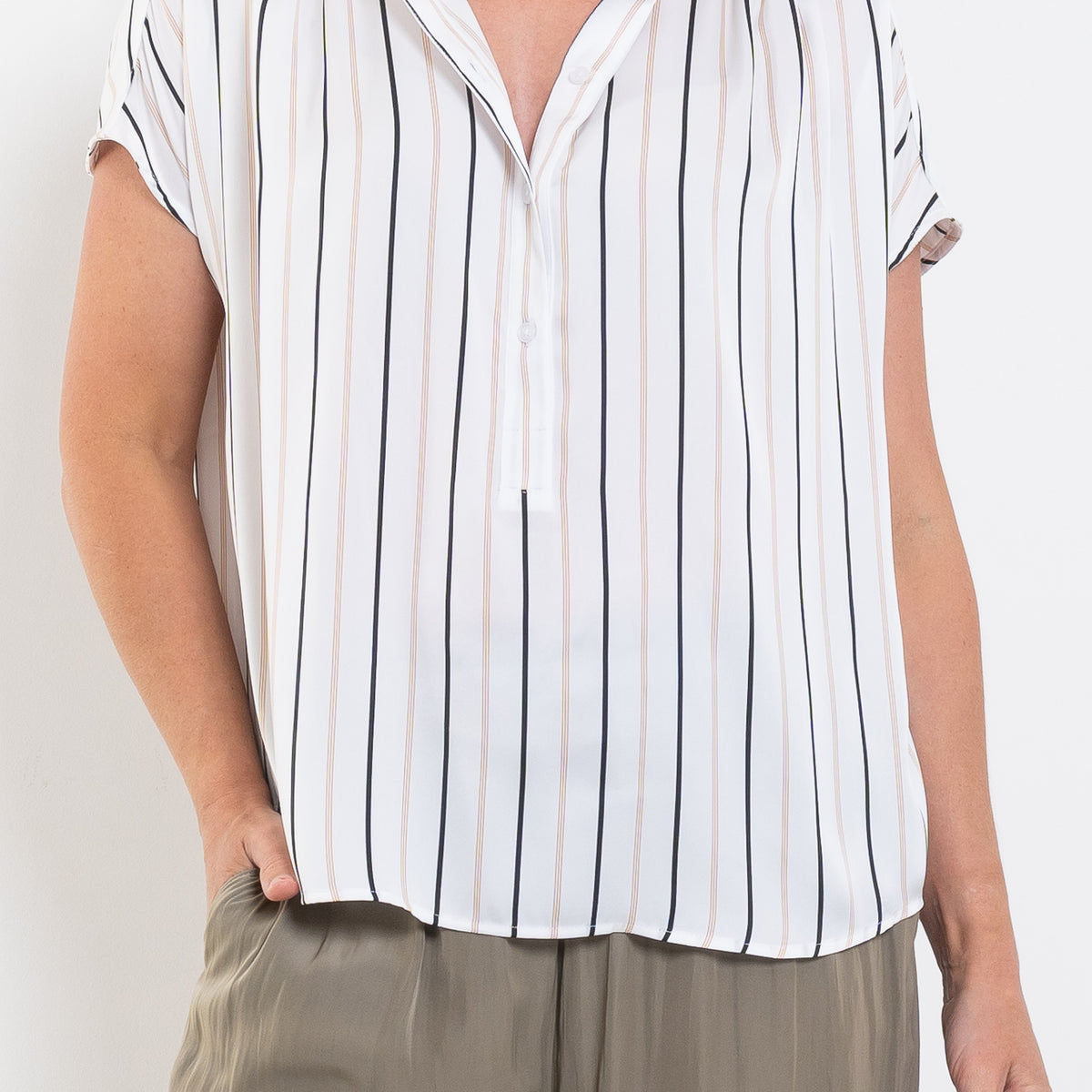 Mela Purdie Gathered Shell Ruban Stripe Satin