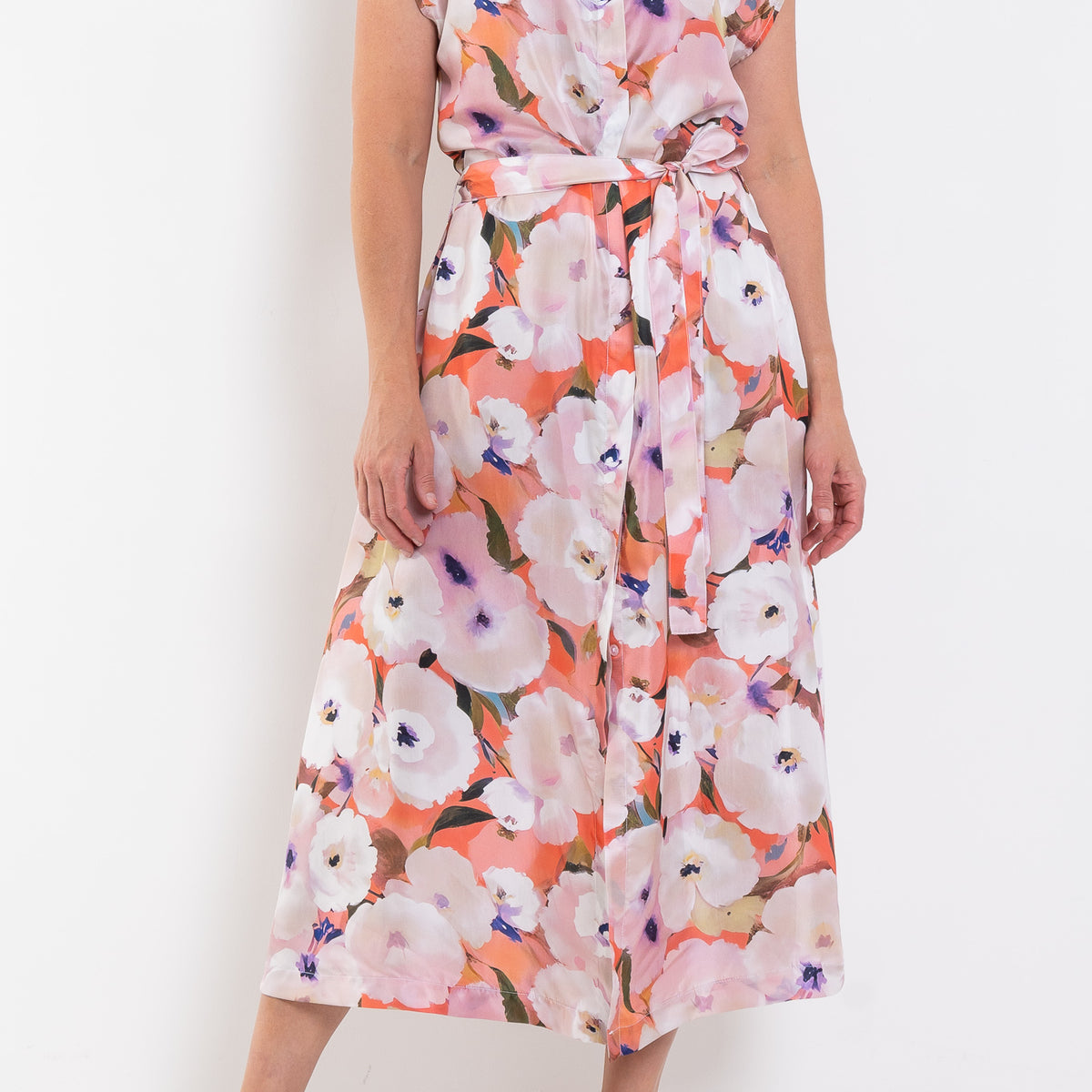 Mela Purdie Sliced Shirt Dress Poppy Chintz Silk