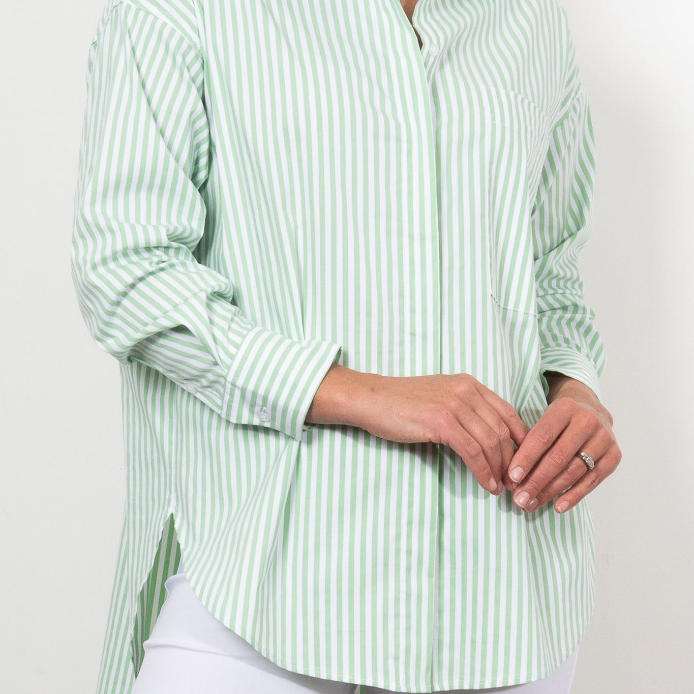 Mela Purdie Relaxed Pocket Shirt Stripe Microprene