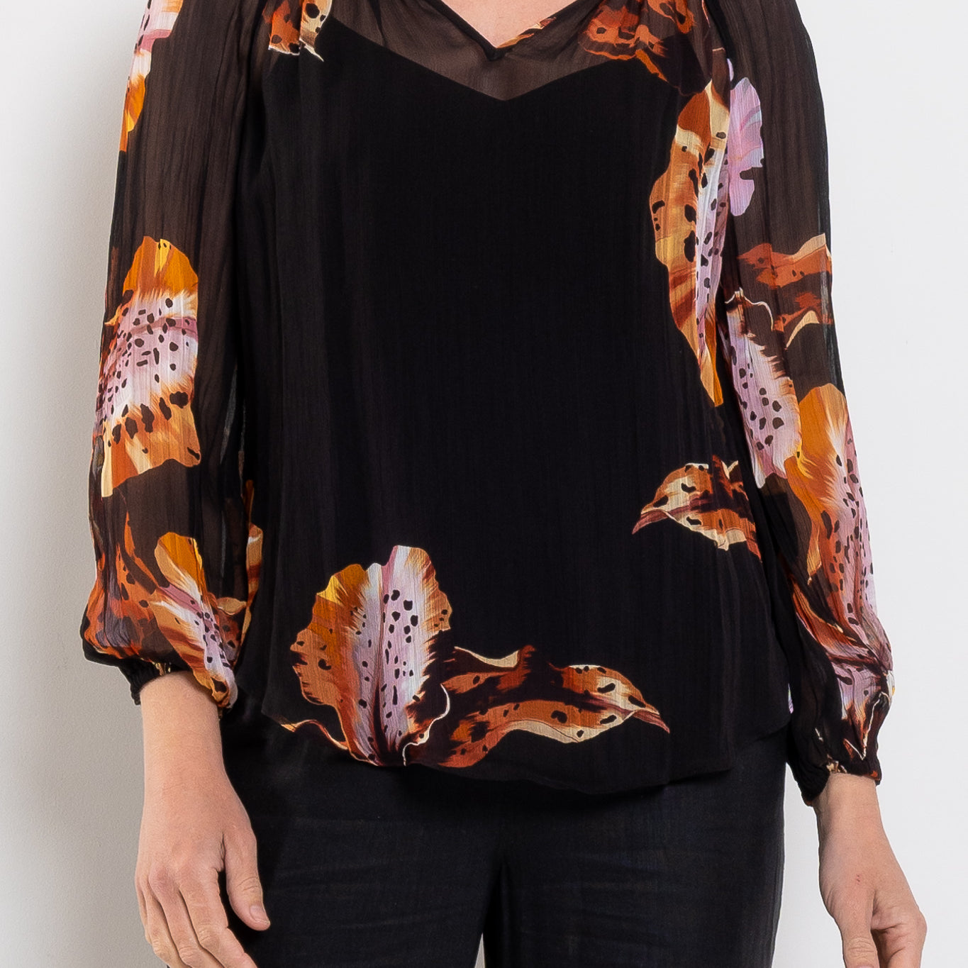 Once Was Maris Sunset Orchid Sheer Blouse