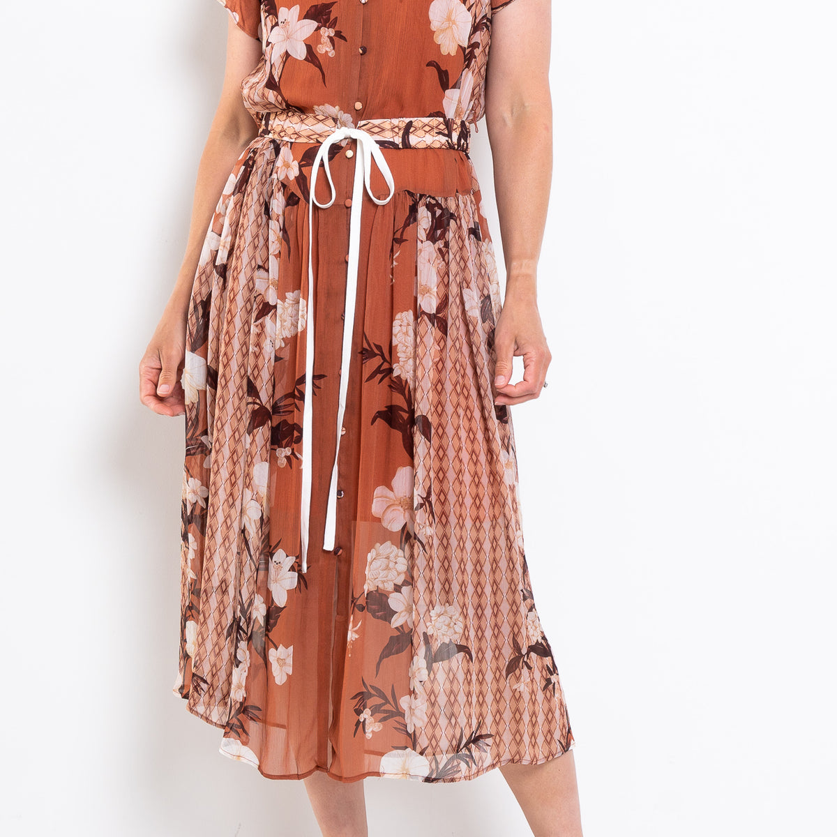 Once Was Perla Sheer Print Dress Amber Vine