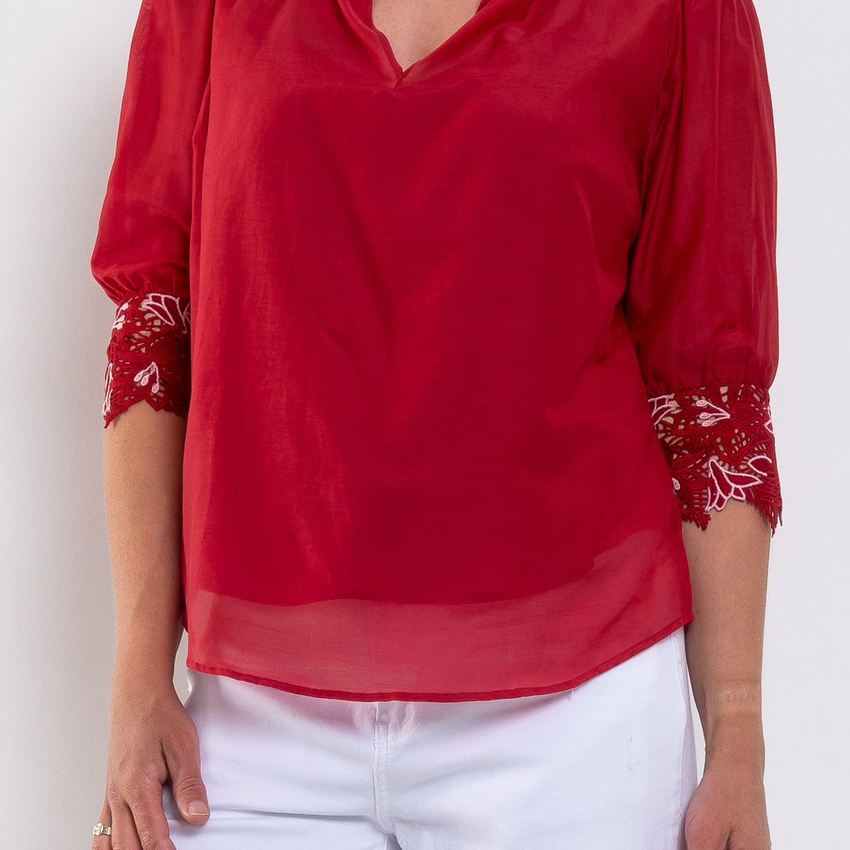 Once Was Jardin Cotton Silk Lace Blouse