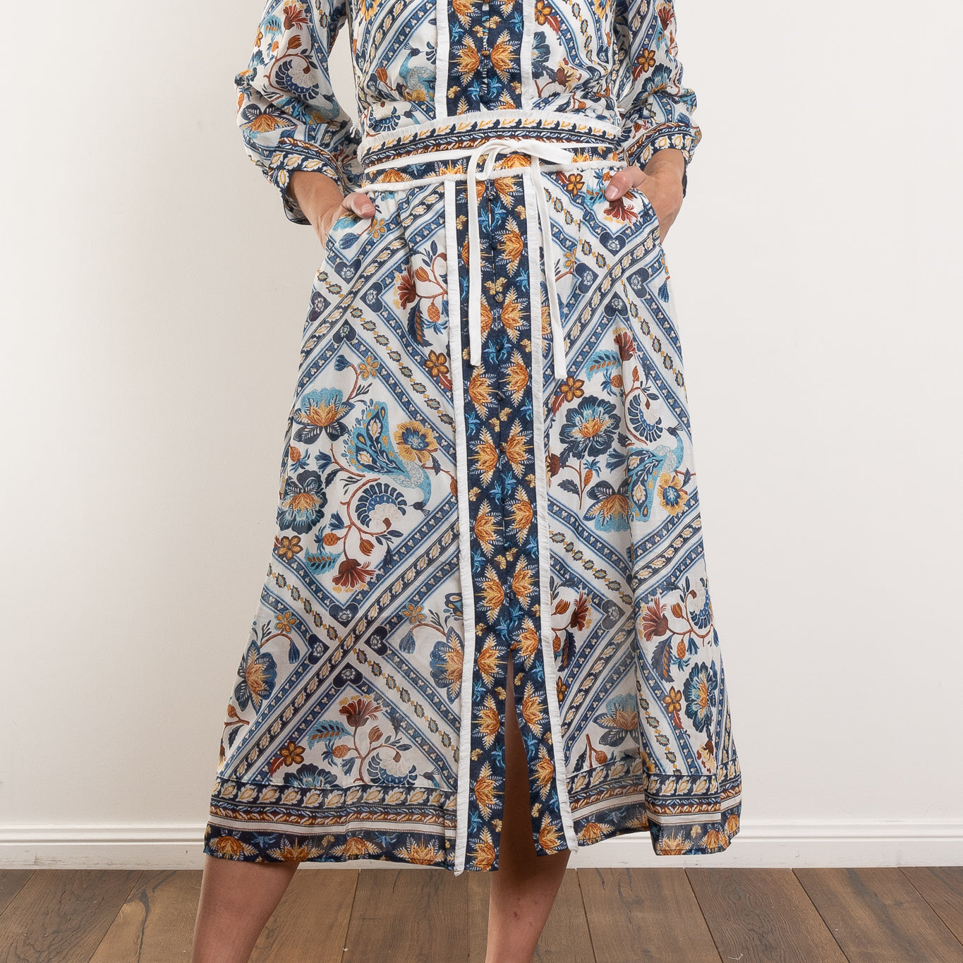 Once Was Alexis Contrast Trim Midi Dress