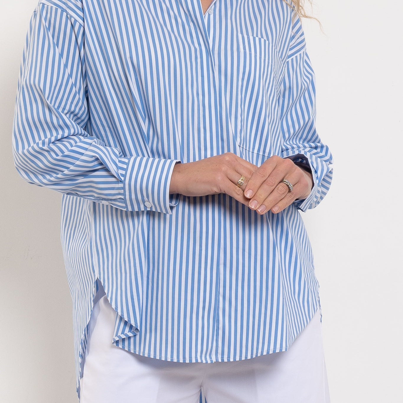 Mela Purdie Relaxed Pocket Shirt Stripe Microprene