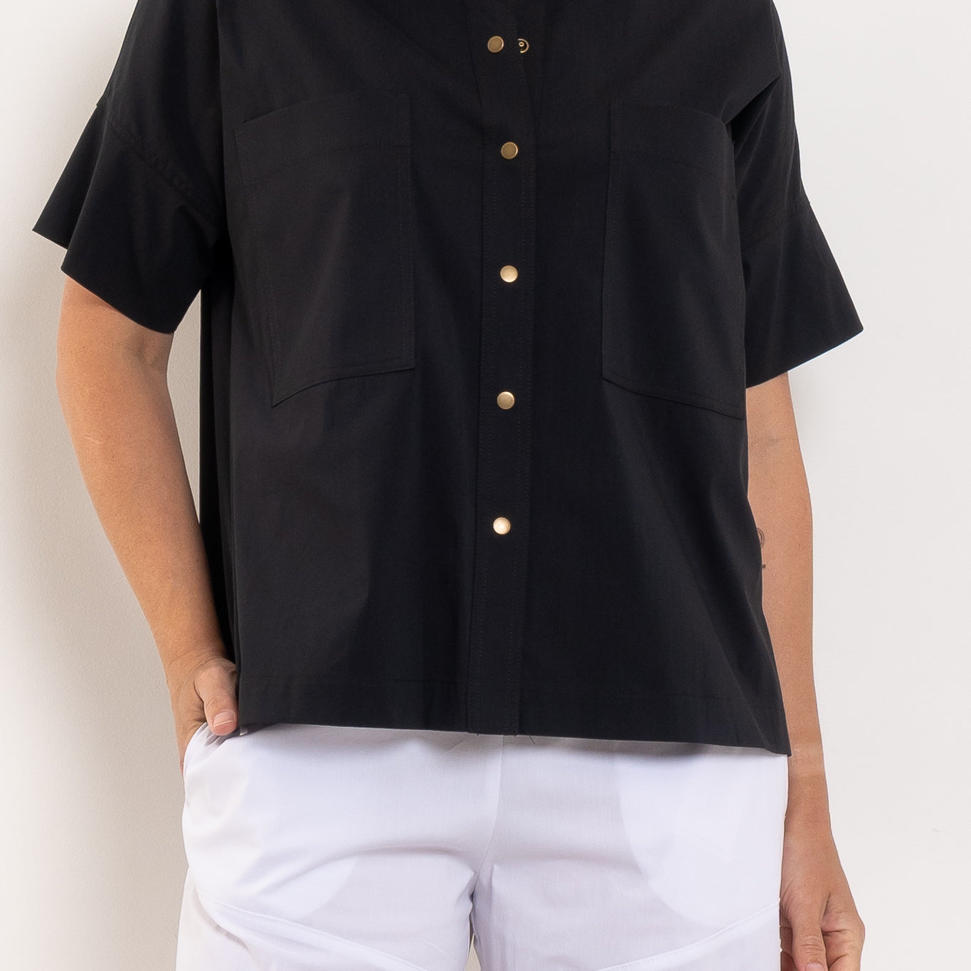 Mela Purdie Stud Shell Shirt Microprene