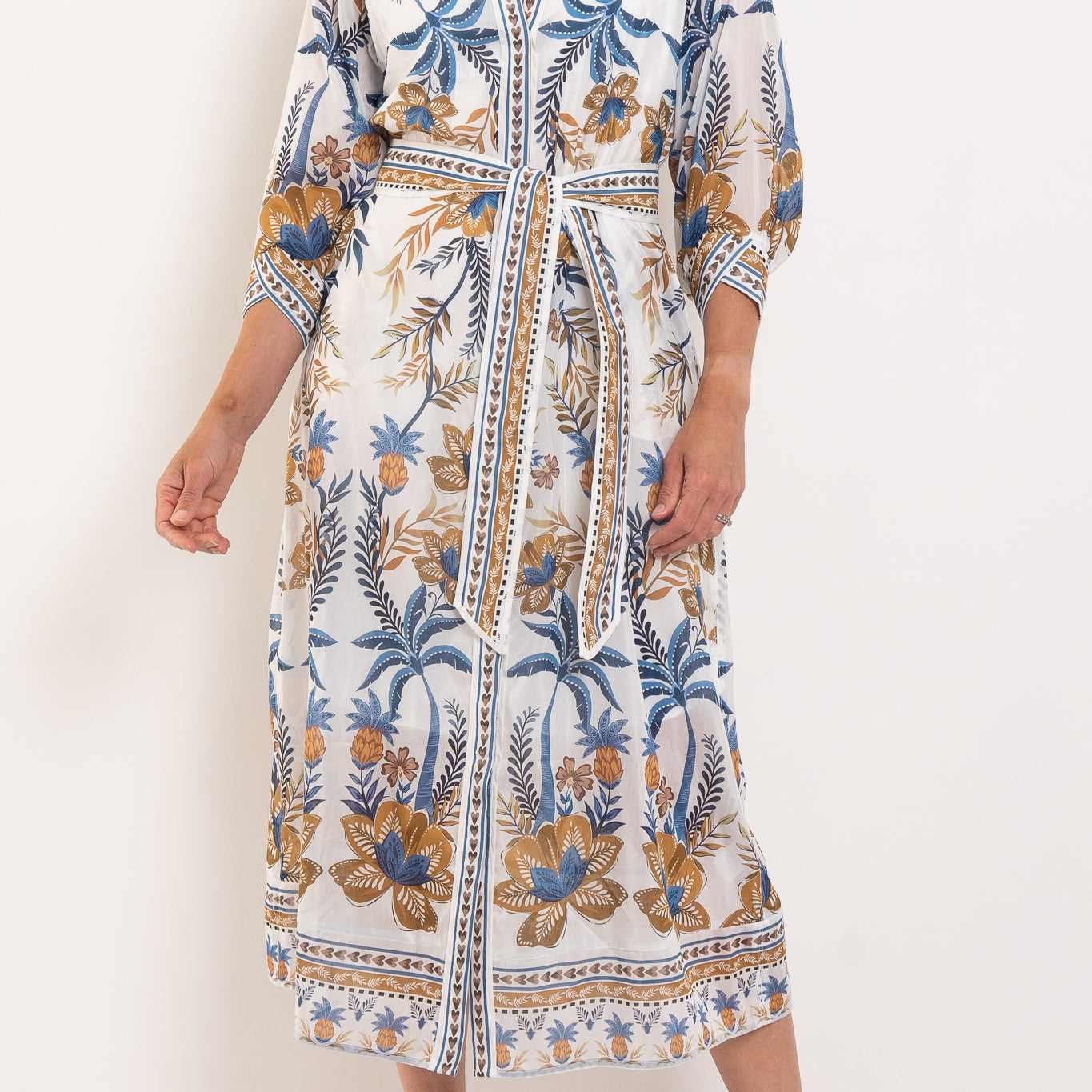 Once Was Carmen Silk Cotton Golden Medina Dress