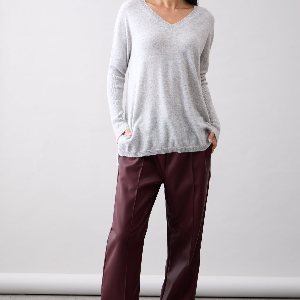 Mia Fratino Cashmere Essentials V Neck Boyfriend Sweater