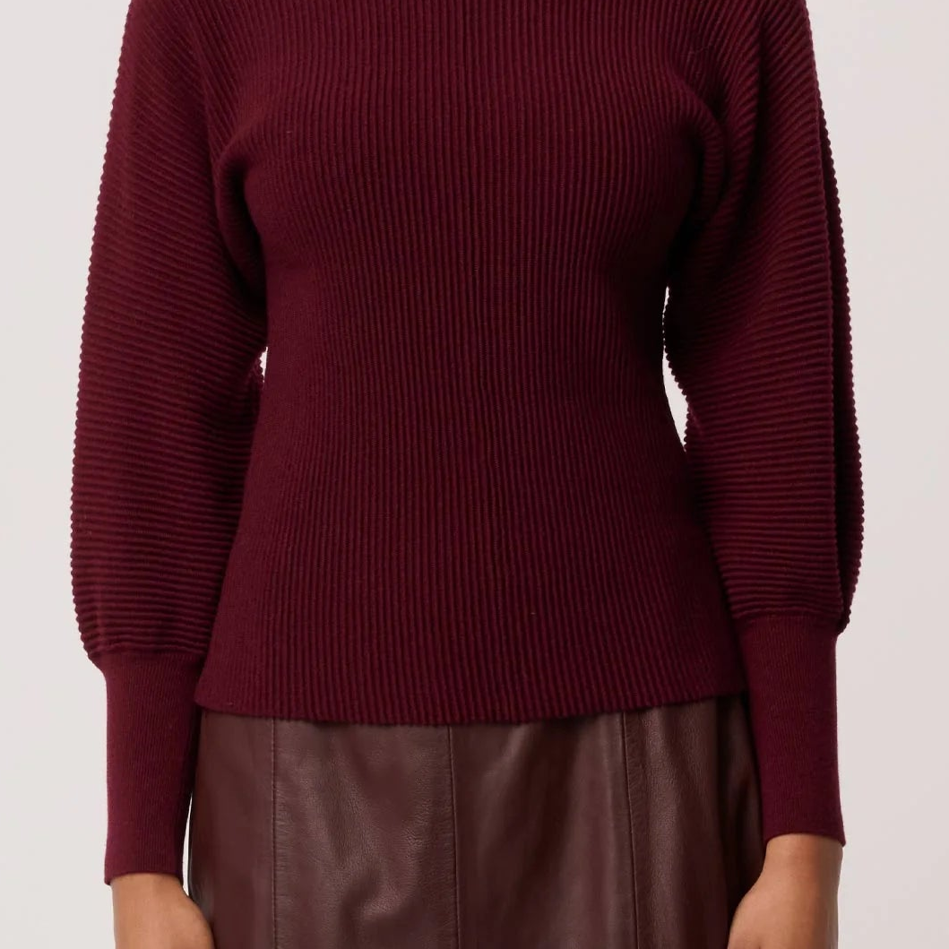 Once Was Roselle Merino Wool Blend Ribbed Knit Top
