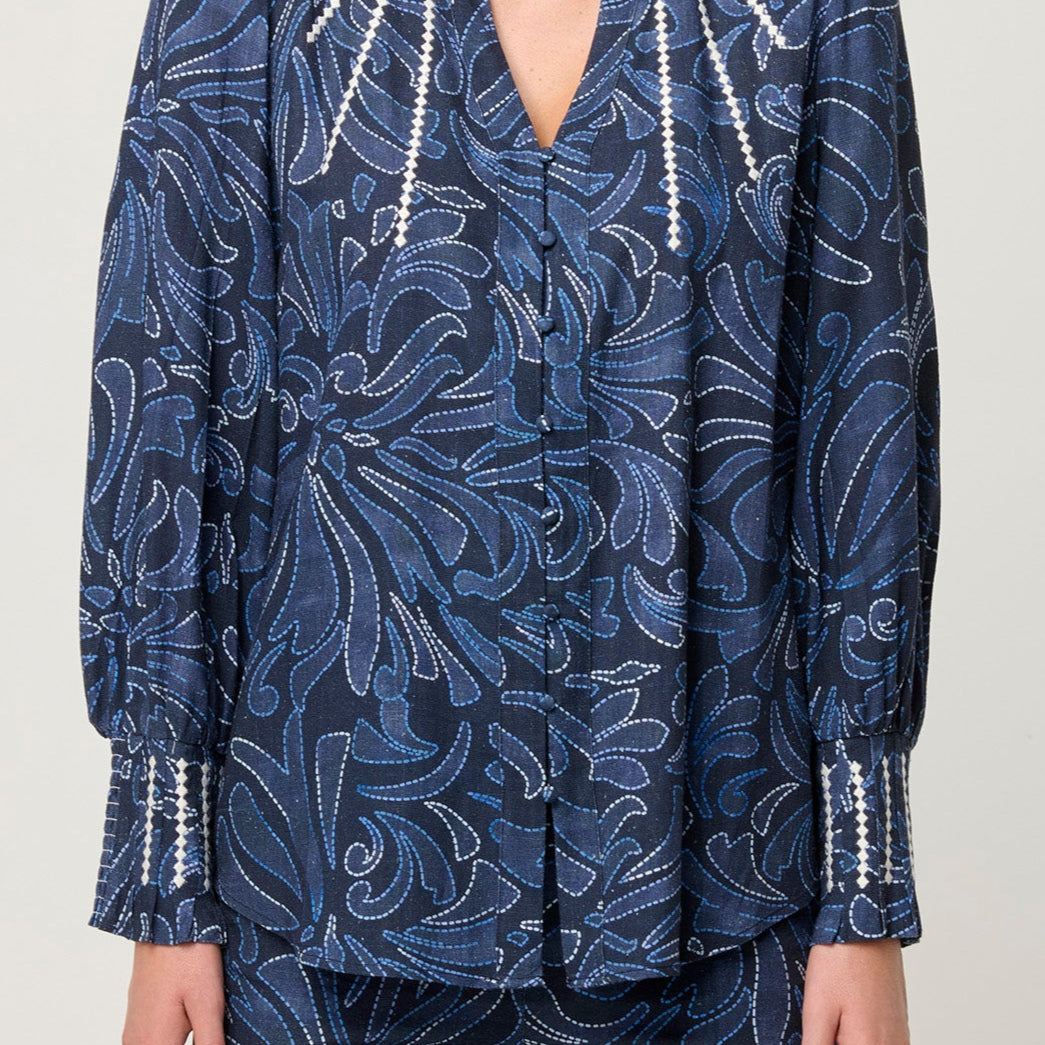 Once Was Adela Embroidered Linen Blouse