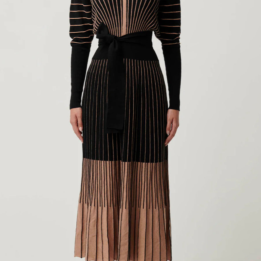 Once Was Equinox Fine Wool Ombre Stripe Dress