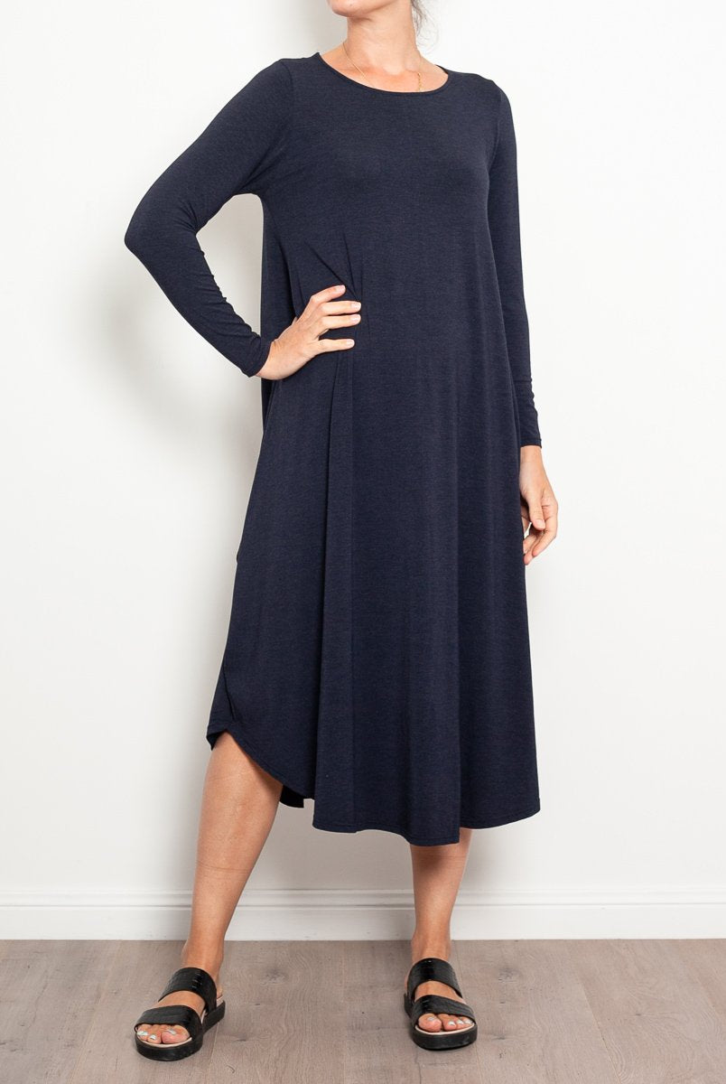 Tani Marl Long Sleeve Tri Dress - Impulse Boutique#colour_midnight