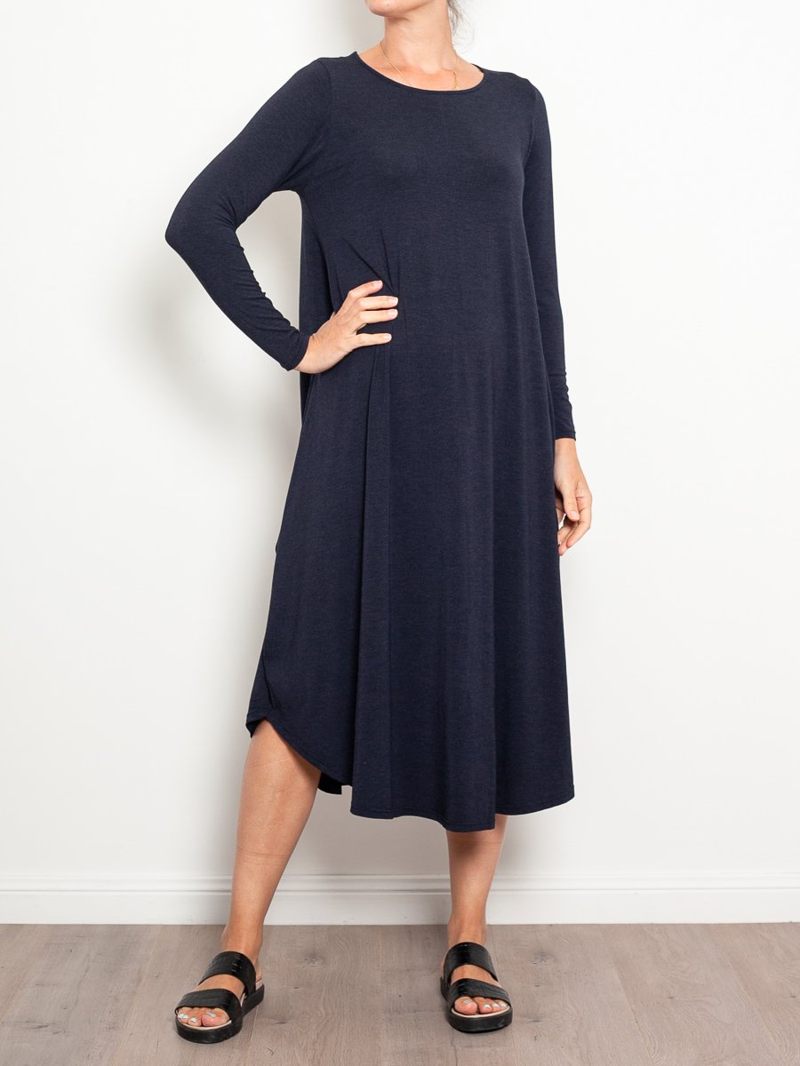 Tani Marl Long Sleeve Tri Dress - Impulse Boutique#colour_midnight