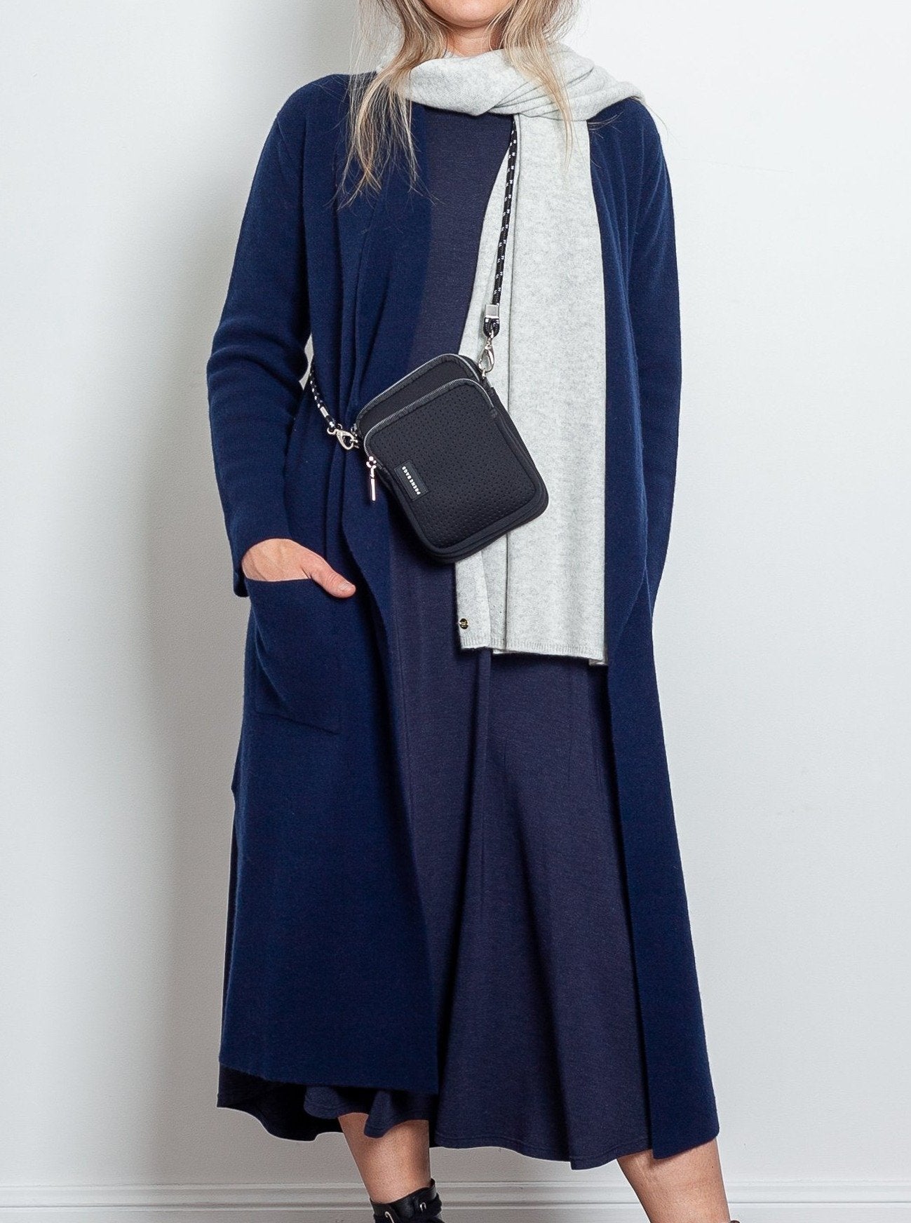 Tani Marl Long Sleeve Tri Dress - Impulse Boutique#colour_midnight