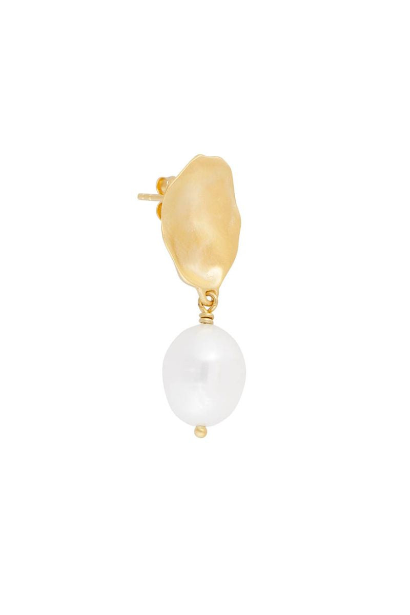 FAIRLEY Seashell Pearl Gold Drop Earrings