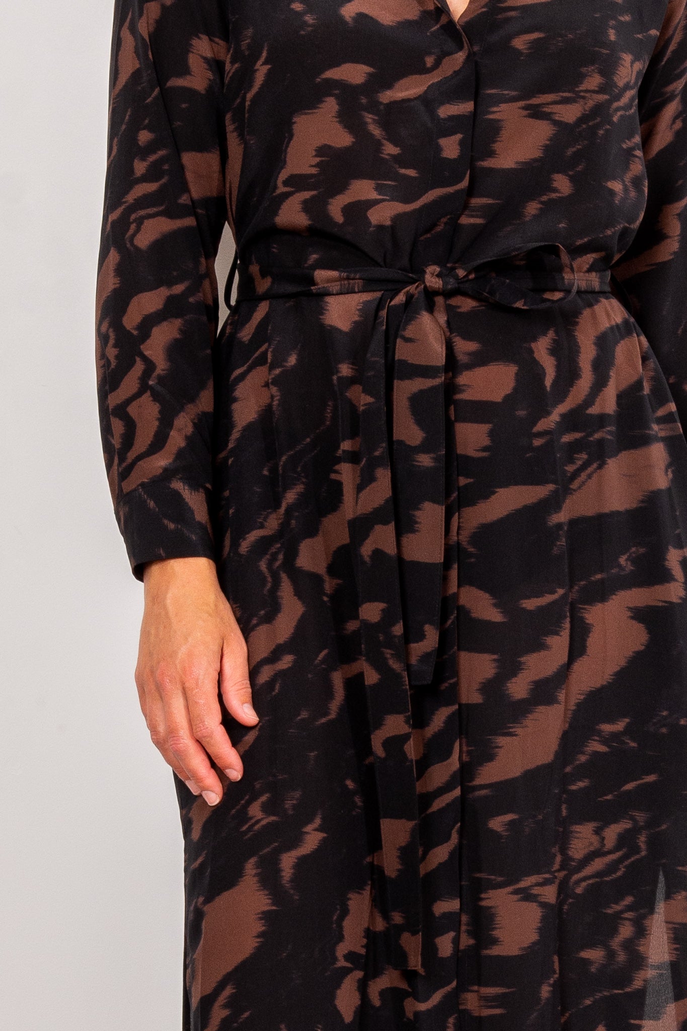 Mela Purdie Tie Shirt Dress Shadow Print Silk
