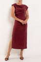 Once Was Monique Draped Neck Gold Detail Dress
