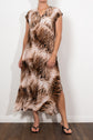 Mela Purdie Maxi Slice Dress Silk Tiger Print