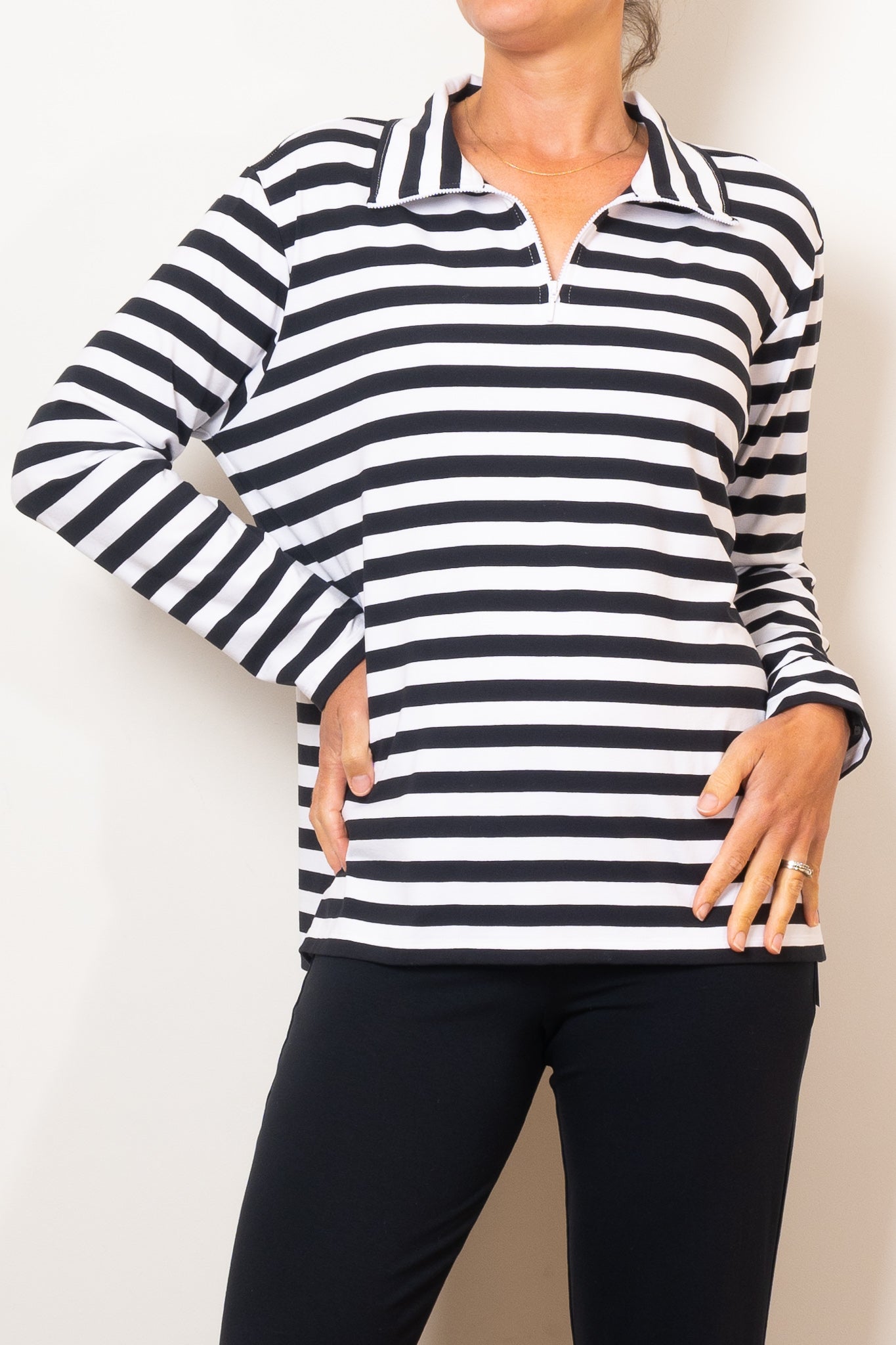 Mela Purdie Half Zip Sweater Bevel Stripe Knit
