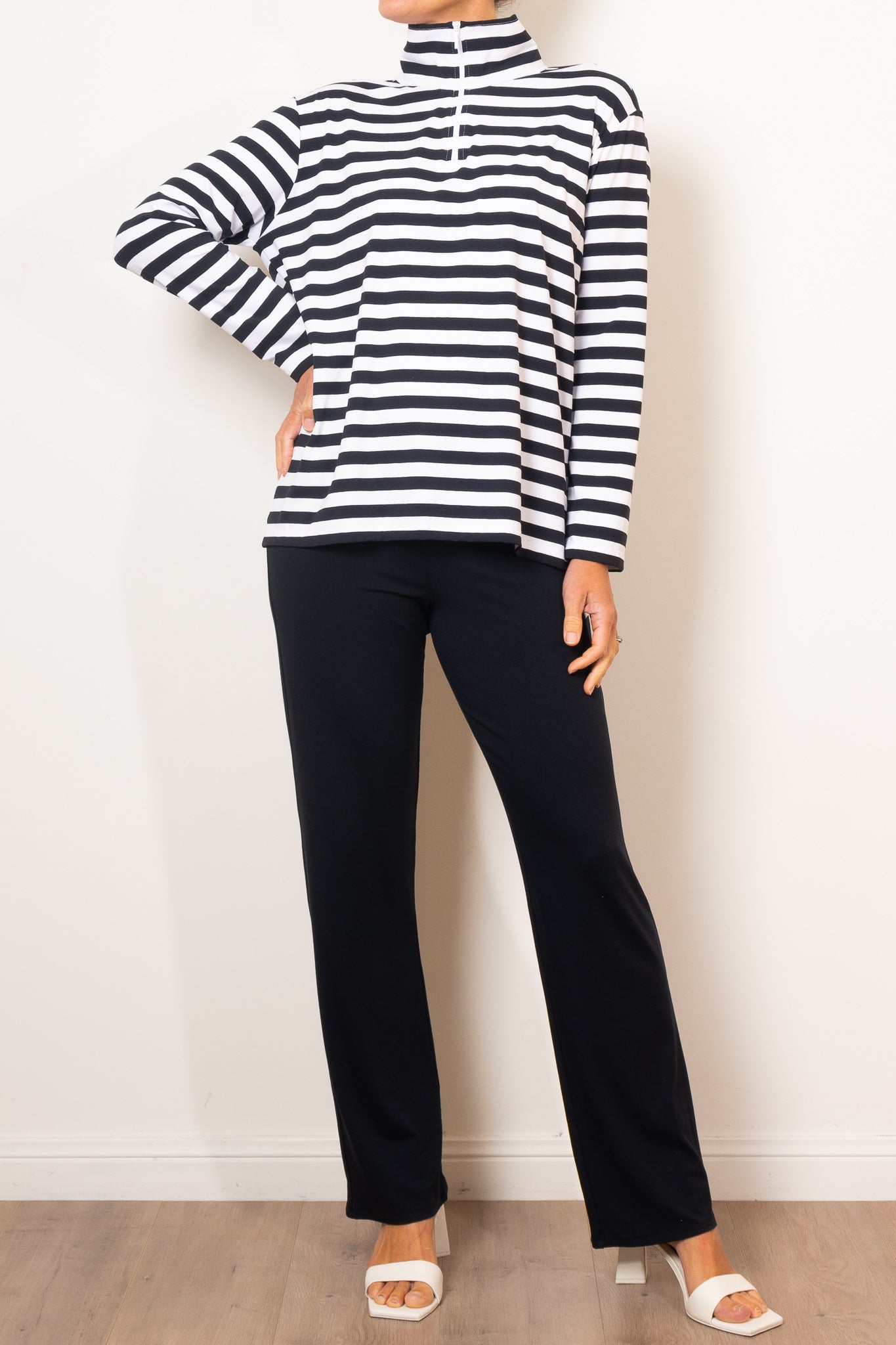Mela Purdie Half Zip Sweater Bevel Stripe Knit