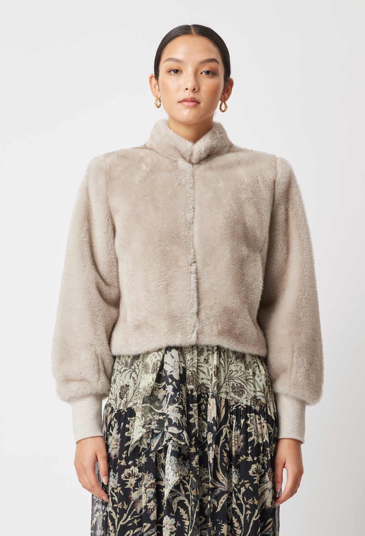 Once Was Mahra Faux Fur Cropped Jacket