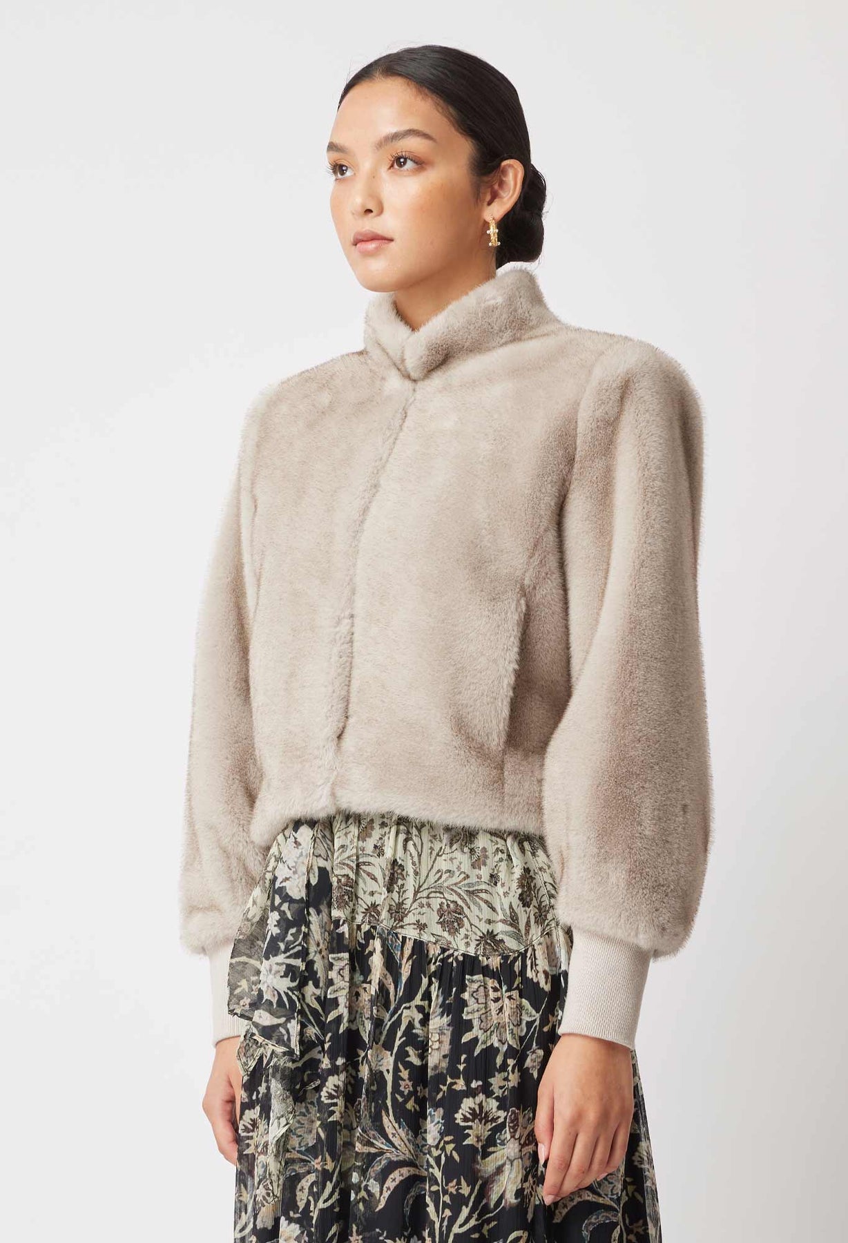 Once Was Mahra Faux Fur Cropped Jacket