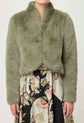 Once Was Reina Faux Fur Cropped Jacket