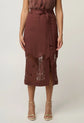Once Was Solene Linen Viscose Lace Midi Skirt