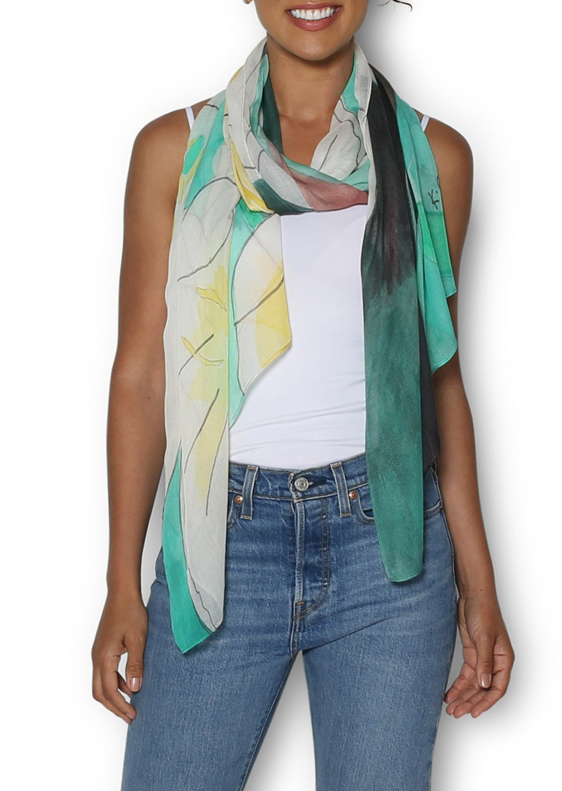 The Artists Label White Tulips illustration Scarf
