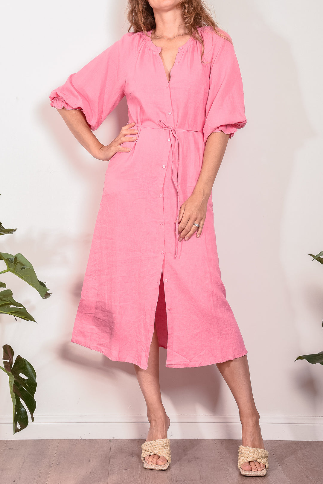 Kinney Coco Linen Dress Pink Impulse Boutique