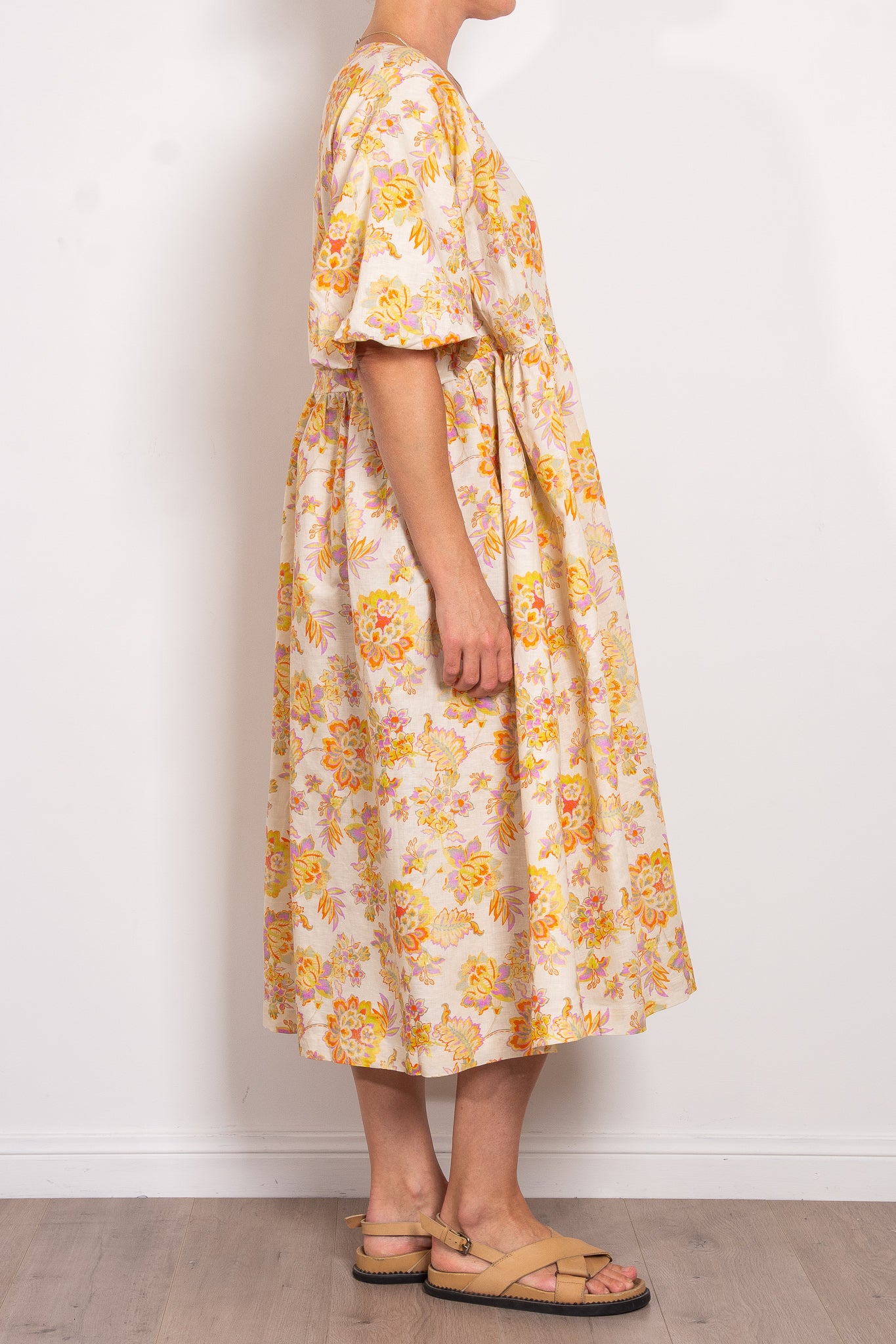 Kinney Mali Neon Floral Midi Wrap Dress