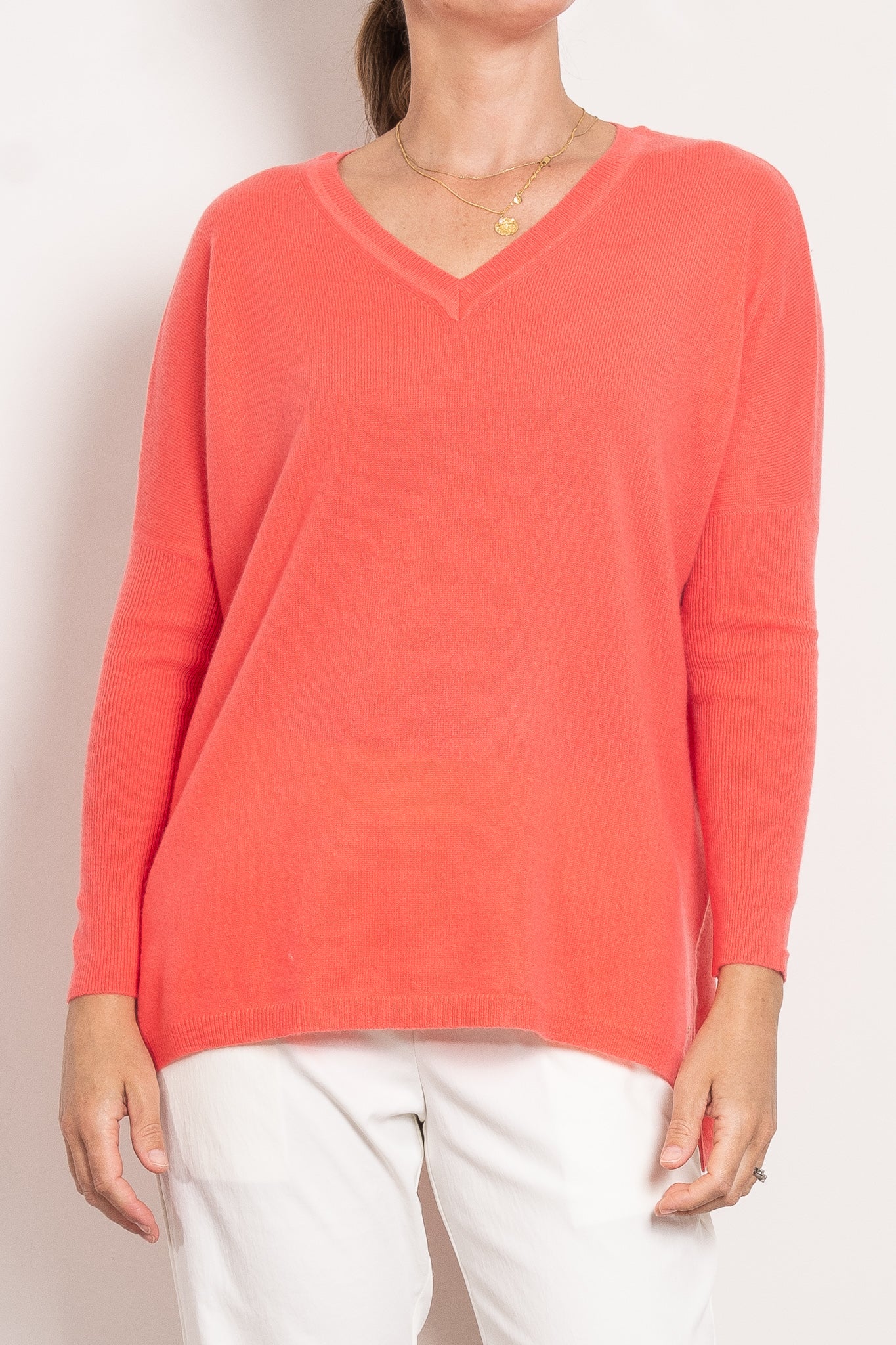 Mia Fratino Cashmere Essentials V Neck Boyfriend Sweater